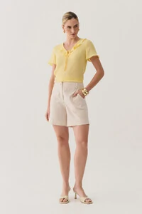 Blusa Decote V Babado Laço