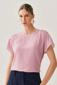 Blusa Manga Morcego Ombro Nervuras Quadruple