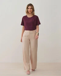 Blusa Assimétrica Pregas Ombro Esquerdo