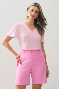 Blusa Decote V Recortes Laterais