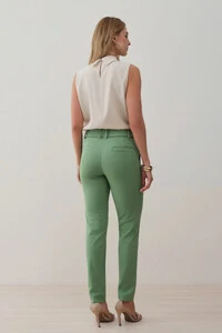 Calça Cigarrete Double Cinto Fivela Forrada Ilhós