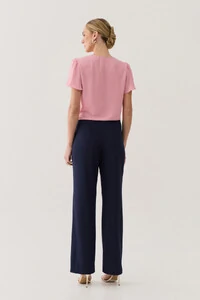 Blusa Manga Evasé Decote V Babado