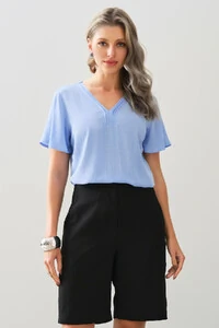 Blusa Decote V Pregas