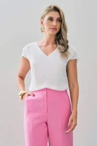 Blusa Manga Tulipa Decote V