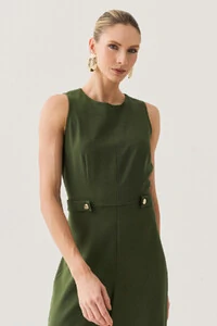 Macacão Regata de Alfaitaria Cintura Martingale Gold