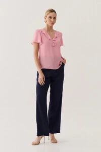 Blusa Manga Evasé Decote V Babado