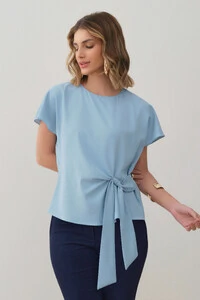 Blusa Manga Morcego Evasê Cinto Embutido