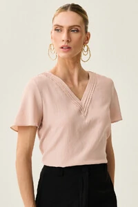 Blusa Decote V Preguinhas Triple