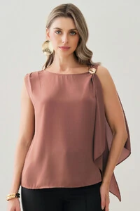 Regata Assimétrica Ombro Esquerdo Faixa Gold