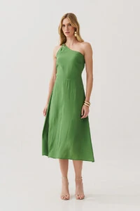 Vestido Midi Regata Assimétrico Um Ombro Só Gold