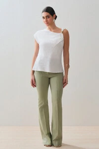 Blusa Assimétrica Alça Gold Pregas