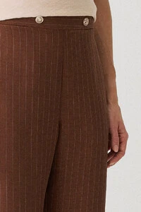 Pantalona Slim Risca de Giz Botões Gold