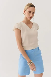 Blusa Manga Dupla Decote V