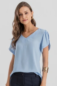 Blusa manga aberta botão forrado