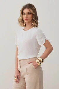 Blusa Manga Pregas Botões Brilho Triple