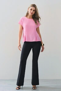 Blusa Acinturada Manga Morcego Pregas