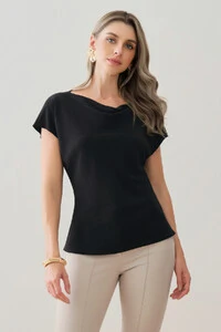 Blusa Manga Morcego Decote Drapeado