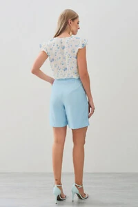 Regata Floral Decote V Ombro Babados
