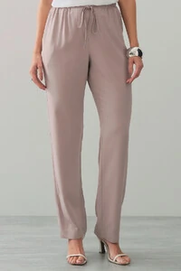 Calça Reta Cintura Elástico Laço