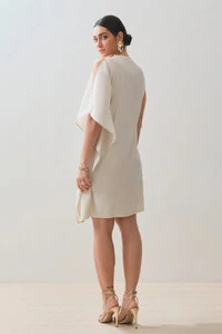 Vestido Regata Assimétrico Ombro Pregas Double Drapeado Gold