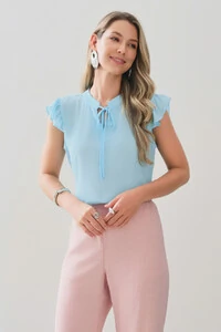 Regata Gola Baixa Laço Ombro Babado