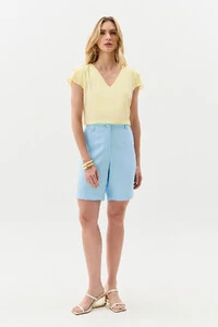 Blusa Manga Tulipa Decote V