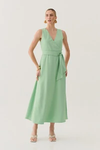 Vestido Midi Regata Transpassado de Alfaiataria Cinto