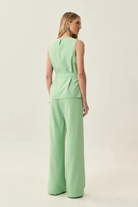 Conjunto de Alfaiataria de Blusa Regata Cinto e Calça Wide Leg