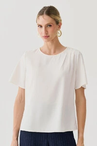 Blusa Assimétrica Pregas Ombro Esquerdo