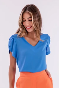 Blusa manga aberta botão forrado