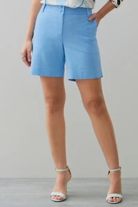 Shorts de Linho Botões Forrados Double