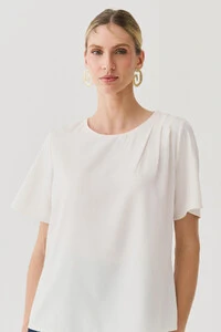 Blusa Assimétrica Pregas Ombro Esquerdo