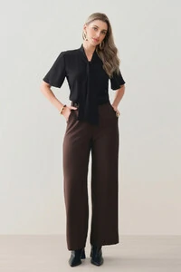 Blusa de Cetim Gola Dobrada de Laço