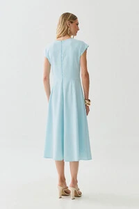 Vestido Midi Evasê Manga Morcego Decote V