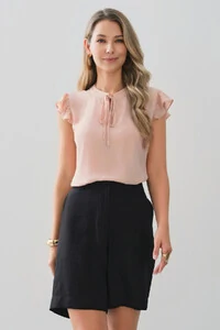 Regata Gola Baixa Laço Ombro Babado