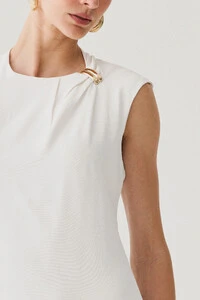 Vestido Midi Regata Assimétrica Decote Pregas Gold