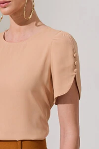 Blusa Manga Mini Botões Forrados Triple