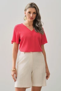 Blusa Decote V Pregas