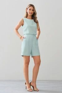 Conjunto de Blusa Regata Pence e Shorts Botão Forrado