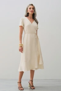 Vestido Midi Transpassado Camada Laço