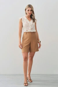 Regata Floral Decote V Ombro Babados