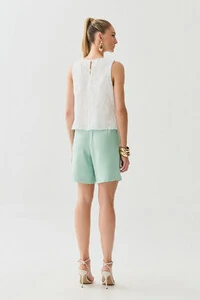 Regata de Algodão Bordado Folhagem Barrada