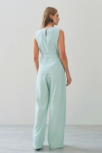 Conjunto de Alfaiataria de Blusa Regata Cinto e Calça Wide Leg