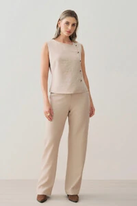 Conjunto de Camisa Regata Assimétrica Pence Mini Botões Gold