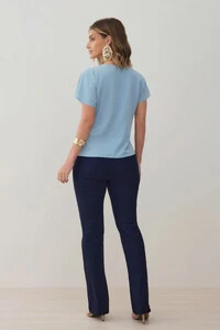Blusa Manga Morcego Evasê Cinto Embutido