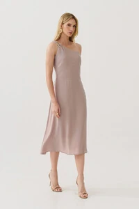 Vestido Midi Regata Assimétrico Um Ombro Só Gold