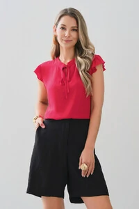 Regata Gola Baixa Laço Ombro Babado