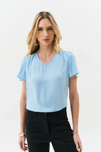 Blusa Mini Gola Franzida Ombro Franzido