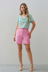 Blusa Manga Evasé Decote V Babado