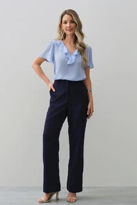 Blusa Manga Evasé Decote V Babado